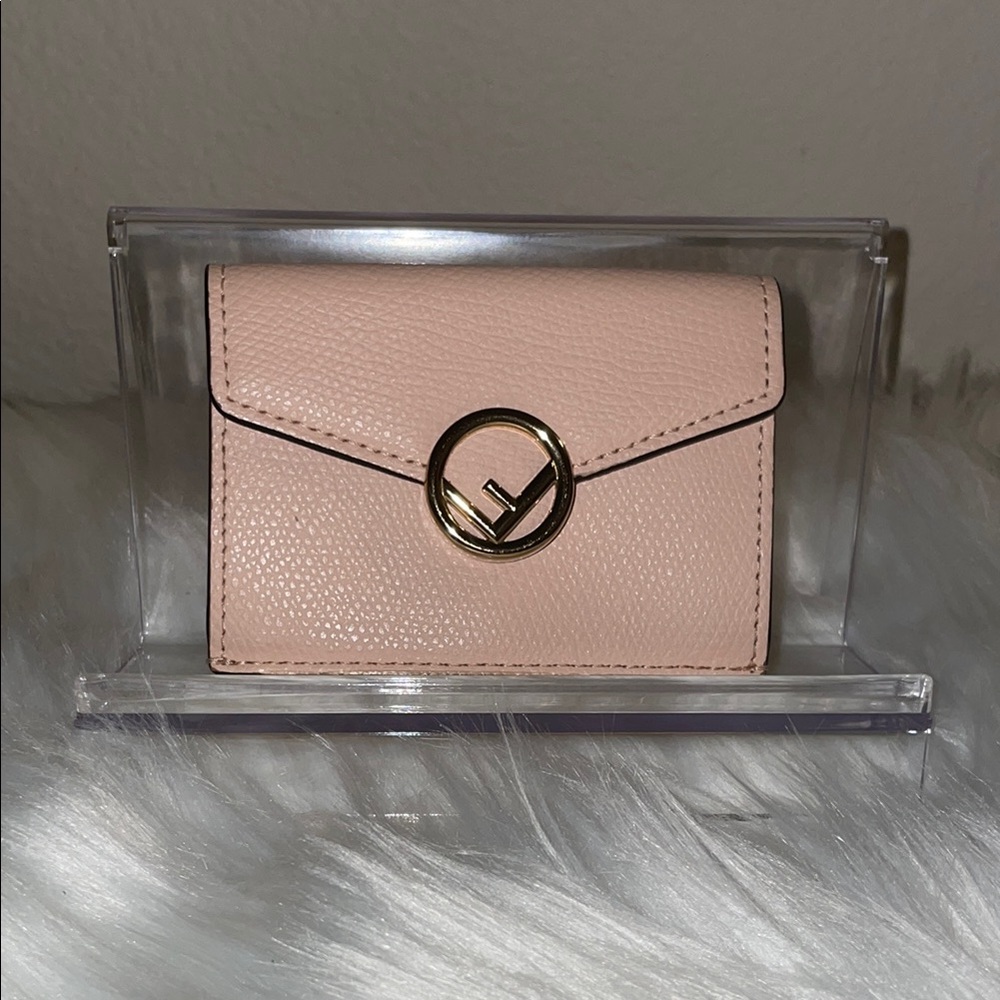 Fendi Blush Pink Leather micro Tri-Fold Wallet